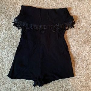 Strapless black romper